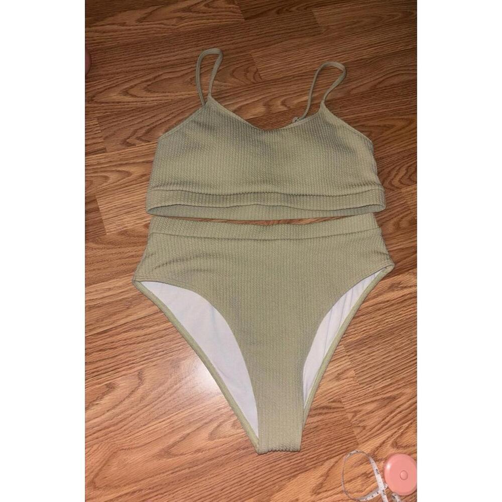 SHEIN Ribbed Bikini Set in Olive Green - Picture 2 of 9